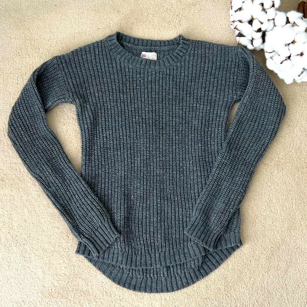 SO Girls Gray Ribbed Sweater